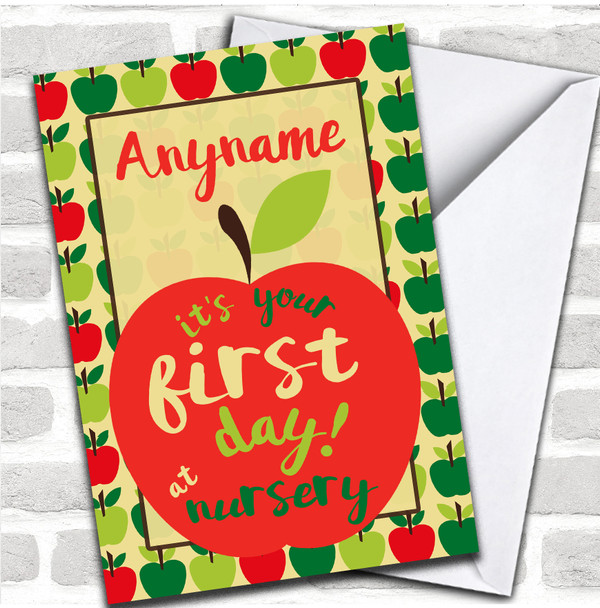 Starting Nursey Apple Design Good Luck Personalized Card