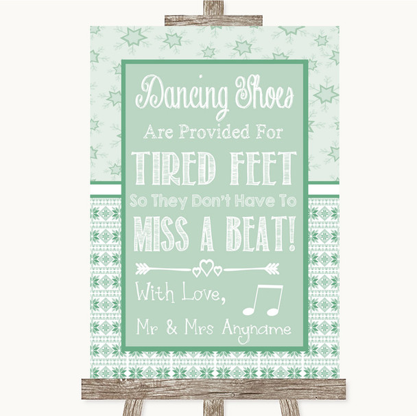 Winter Green Dancing Shoes Flip-Flop Tired Feet Personalized Wedding Sign