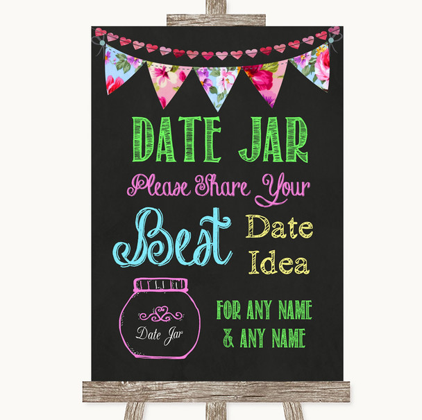 Bright Bunting Chalk Date Jar Guestbook Personalized Wedding Sign