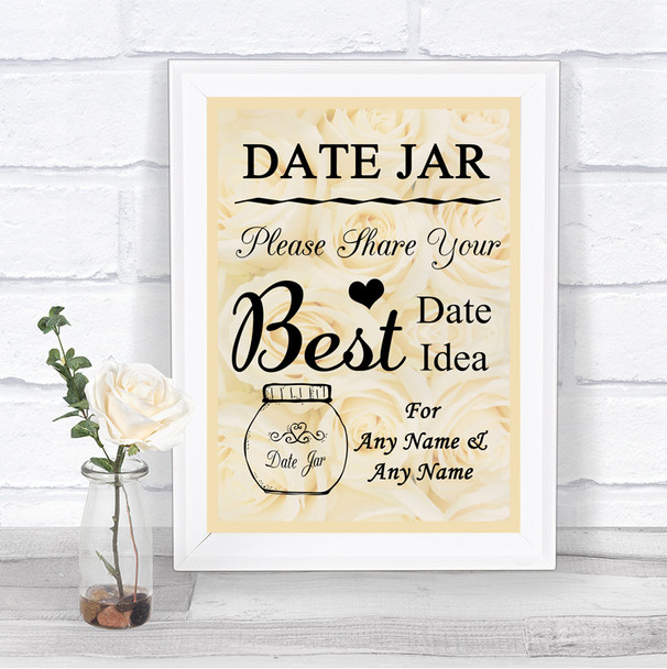 Cream Roses Date Jar Guestbook Personalized Wedding Sign