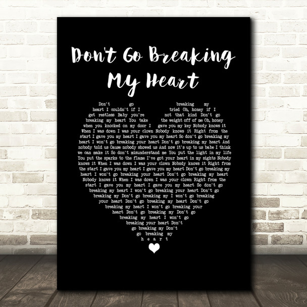 Elton John Don't Go Breaking My Heart Black Heart Song Lyric Music Print