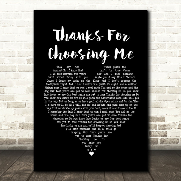 Lucy Spraggan Thanks For Choosing Me Black Heart Song Lyric Music Print