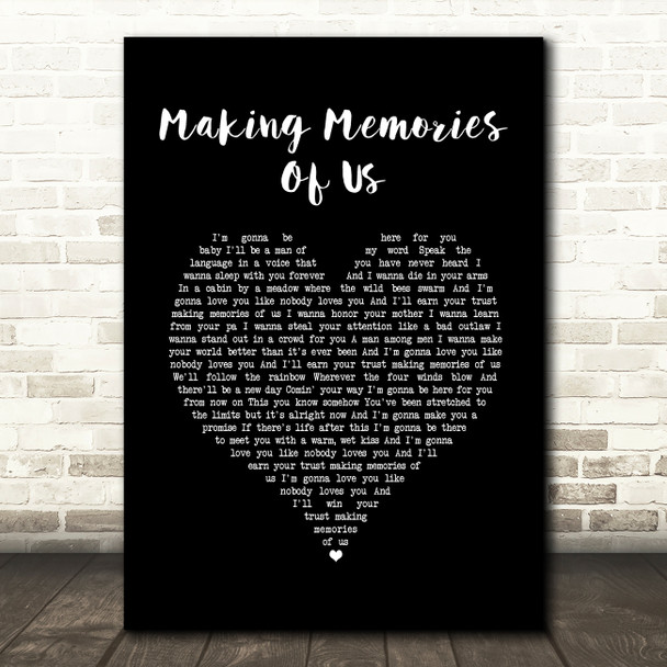 Keith Urban Making Memories Of Us Black Heart Song Lyric Music Print