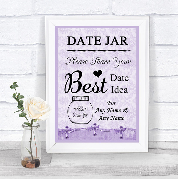 Lilac Shabby Chic Date Jar Guestbook Personalized Wedding Sign