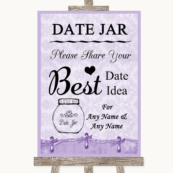 Lilac Shabby Chic Date Jar Guestbook Personalized Wedding Sign