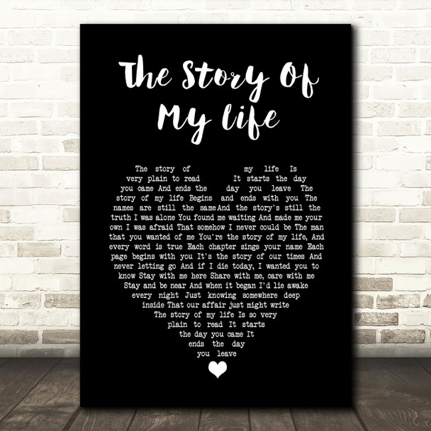 Neil Diamond The Story Of My Life Black Heart Song Lyric Music Print