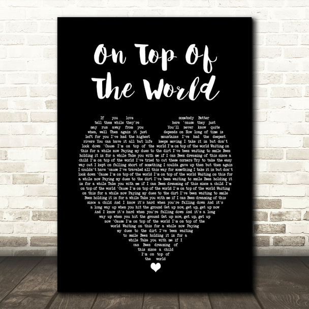 Imagine Dragons On Top Of The World Black Heart Song Lyric Music Print