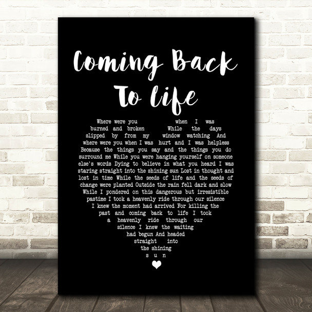 Pink Floyd Coming Back To Life Black Heart Song Lyric Music Print