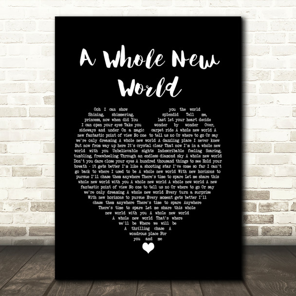 Peabo Bryson & Regina Belle A Whole New World Black Heart Song Lyric Music Print