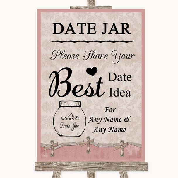 Pink Shabby Chic Date Jar Guestbook Personalized Wedding Sign