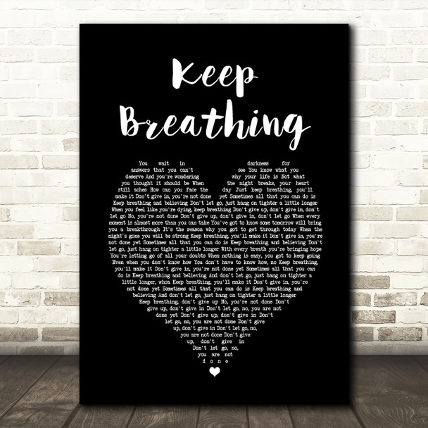 Kerrie Roberts Keep Breathing Black Heart Song Lyric Music Print