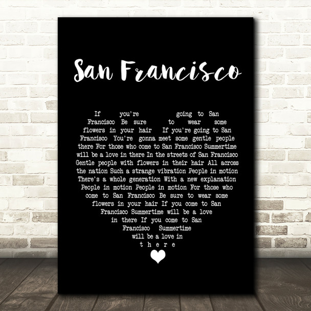 Scott McKenzie San Francisco Black Heart Song Lyric Music Print