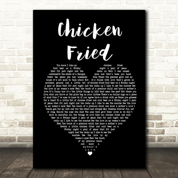 Zac Brown Band Chicken Fried Black Heart Song Lyric Music Print