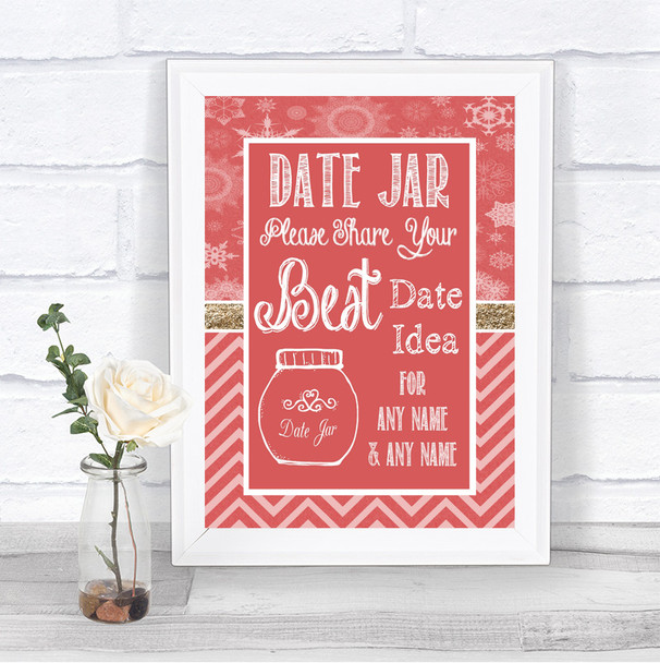 Red Winter Date Jar Guestbook Personalized Wedding Sign