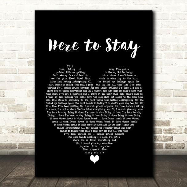 Korn Here to Stay Black Heart Song Lyric Music Print