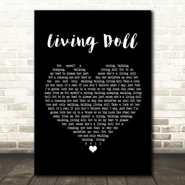 Cliff Richard and The Drifters Living Doll Black Heart Song Lyric Music Print