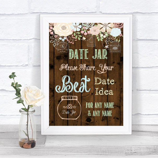 Rustic Floral Wood Date Jar Guestbook Personalized Wedding Sign