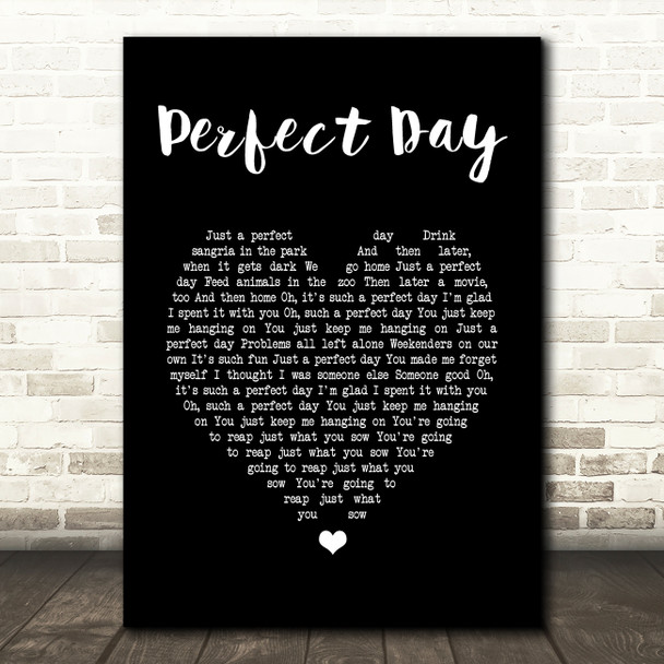 Lou Reed Perfect Day Black Heart Song Lyric Music Print