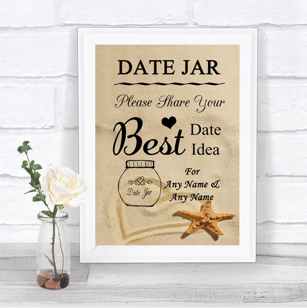 Sandy Beach Date Jar Guestbook Personalized Wedding Sign