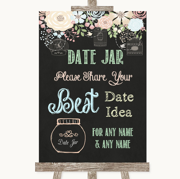 Shabby Chic Chalk Date Jar Guestbook Personalized Wedding Sign