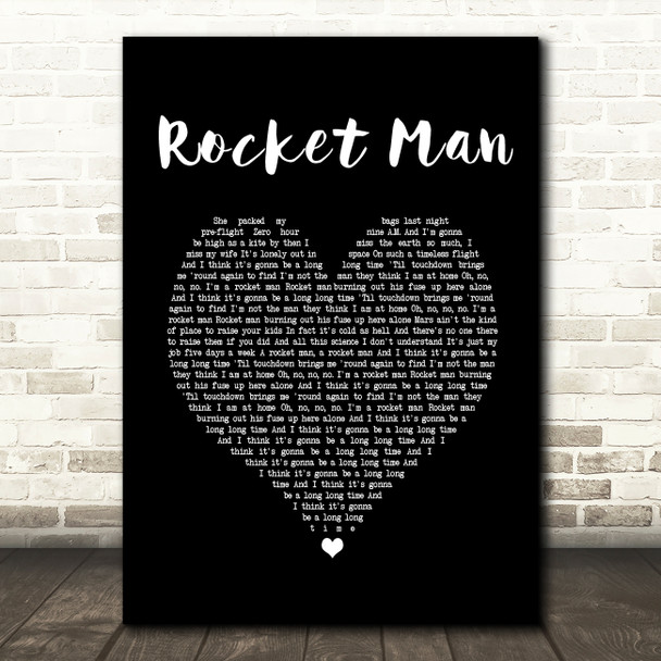 Elton John Rocket Man Black Heart Song Lyric Music Print