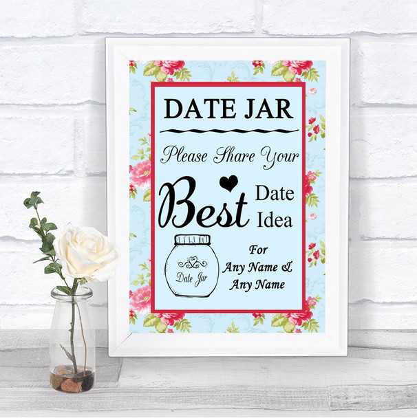 Shabby Chic Floral Date Jar Guestbook Personalized Wedding Sign