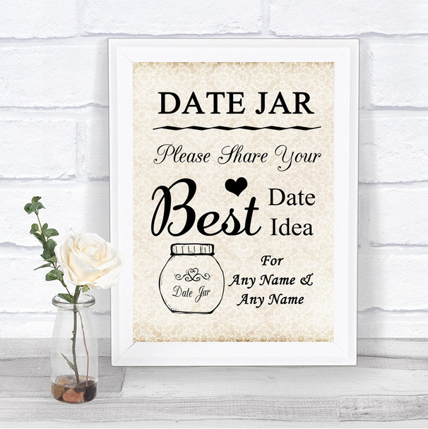 Shabby Chic Ivory Date Jar Guestbook Personalized Wedding Sign