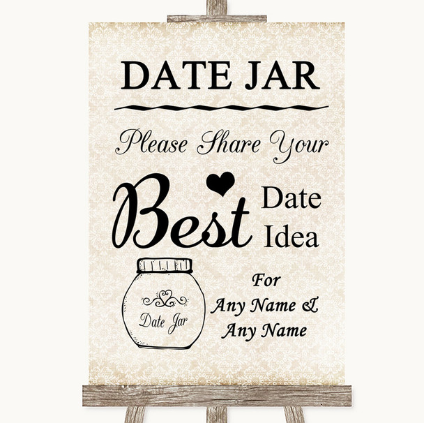 Shabby Chic Ivory Date Jar Guestbook Personalized Wedding Sign