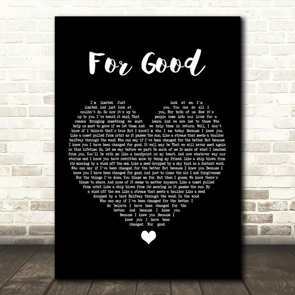 Idina Menzel & Kristin Chenoweth For Good Black Heart Song Lyric Music Print