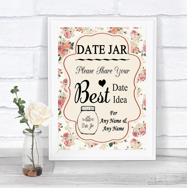 Vintage Roses Date Jar Guestbook Personalized Wedding Sign