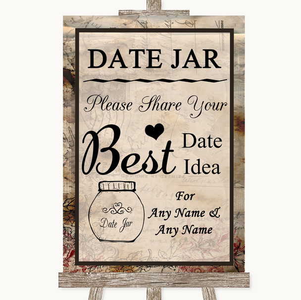 Vintage Date Jar Guestbook Personalized Wedding Sign