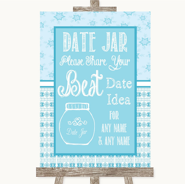 Winter Blue Date Jar Guestbook Personalized Wedding Sign