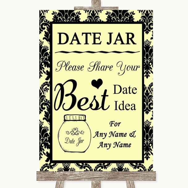 Yellow Damask Date Jar Guestbook Personalized Wedding Sign