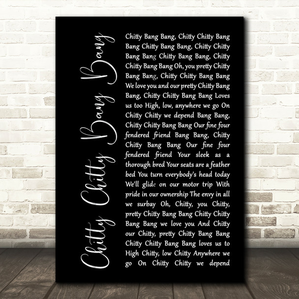 Dick Van Dyke Chitty Chitty Bang Bang Black Script Song Lyric Music Print