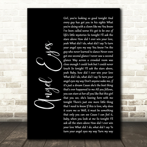 The Jeff Healey Band Angel Eyes Black Script Song Lyric Music Print