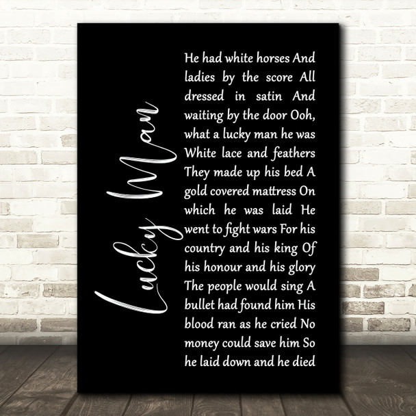 Greg Lake Lucky Man Black Script Song Lyric Music Print