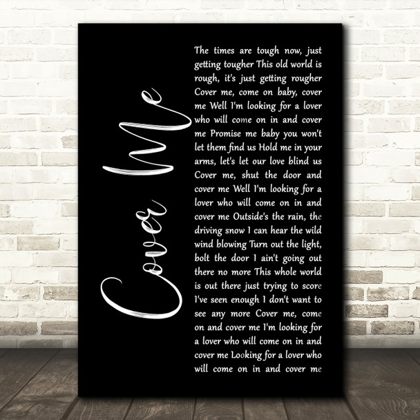 Bruce Springsteen Cover Me Black Script Song Lyric Music Print