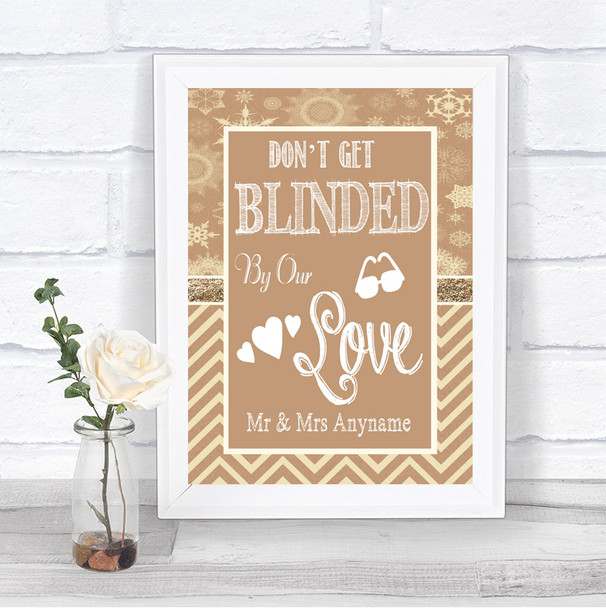 Brown Winter Don't Be Blinded Sunglasses Personalized Wedding Sign