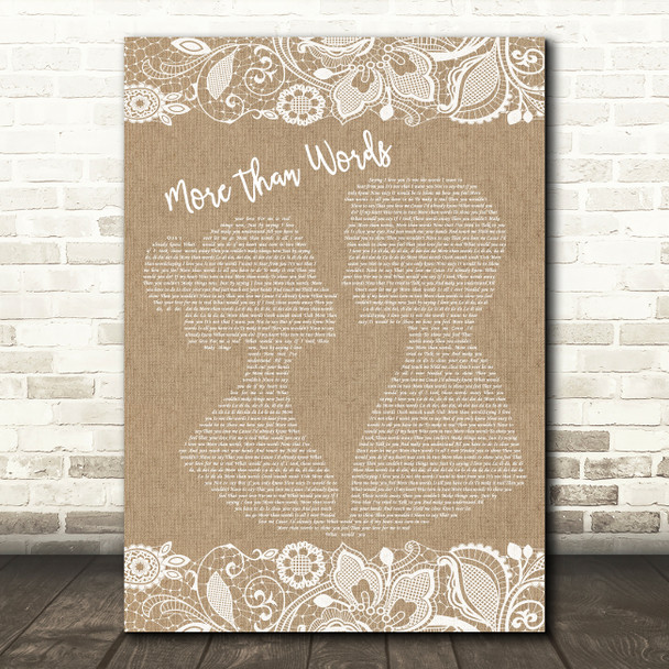 Extreme More Than Words Burlap & Lace Song Lyric Music Print