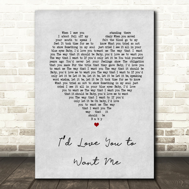 John Holt Id Love You to Want Me Grey Heart Song Lyric Music Print