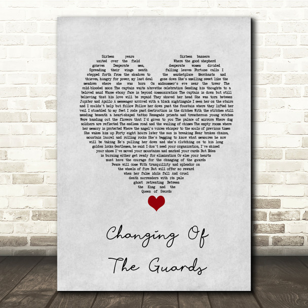 Bob Dylan Changing Of The Guards Grey Heart Song Lyric Music Print