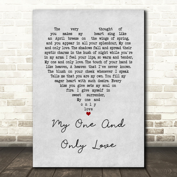 Sting My one and only love Grey Heart Song Lyric Music Print