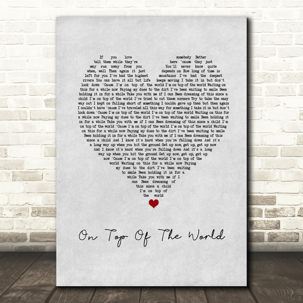Imagine Dragons On Top Of The World Grey Heart Song Lyric Music Print