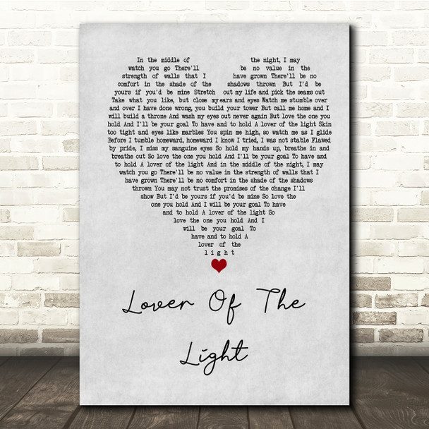 Mumford & Sons Lover Of The Light Grey Heart Song Lyric Music Print