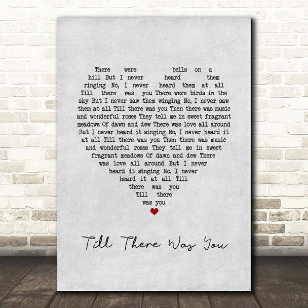 The Beatles Till There Was You Grey Heart Song Lyric Music Print