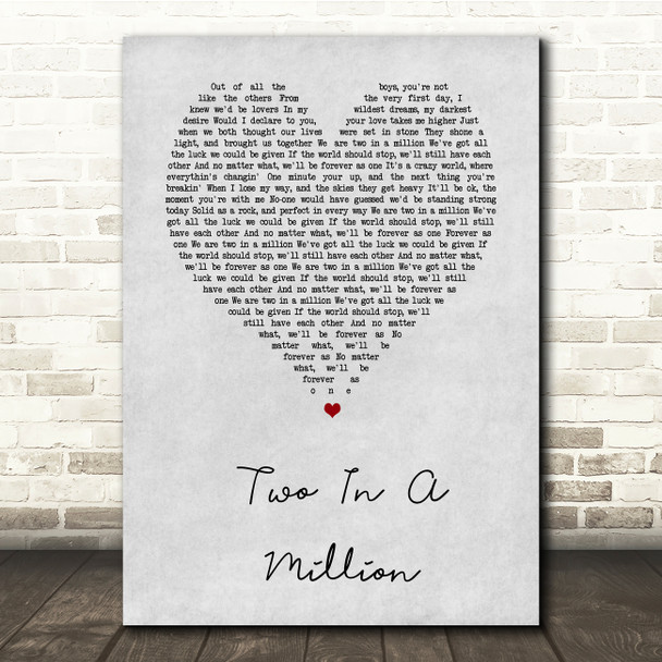 S Club 7 Two In A Million Grey Heart Song Lyric Music Print