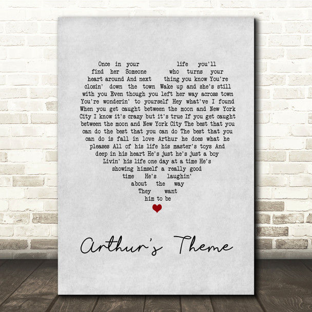 Christopher Cross Arthur's Theme Grey Heart Song Lyric Music Print