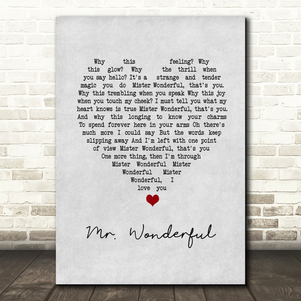 Peggy Lee Mr. Wonderful Grey Heart Song Lyric Music Print