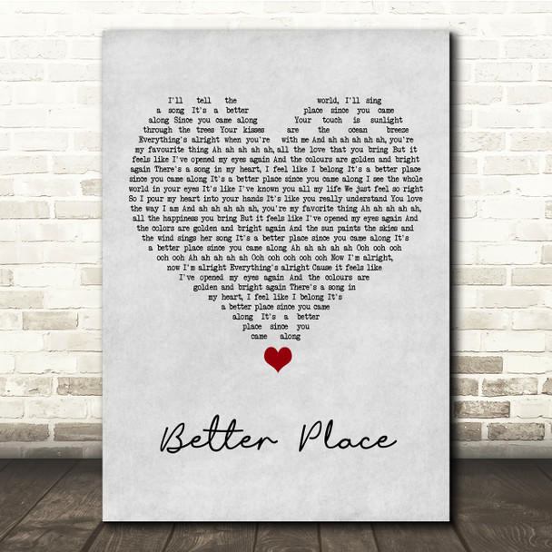 Rachel Platten Better Place Grey Heart Song Lyric Music Print