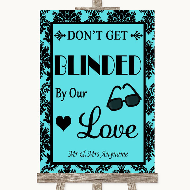 Tiffany Blue Damask Don't Be Blinded Sunglasses Personalized Wedding Sign